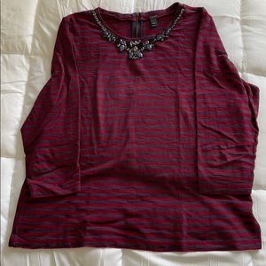 J. Crew Jeweled Neck Top